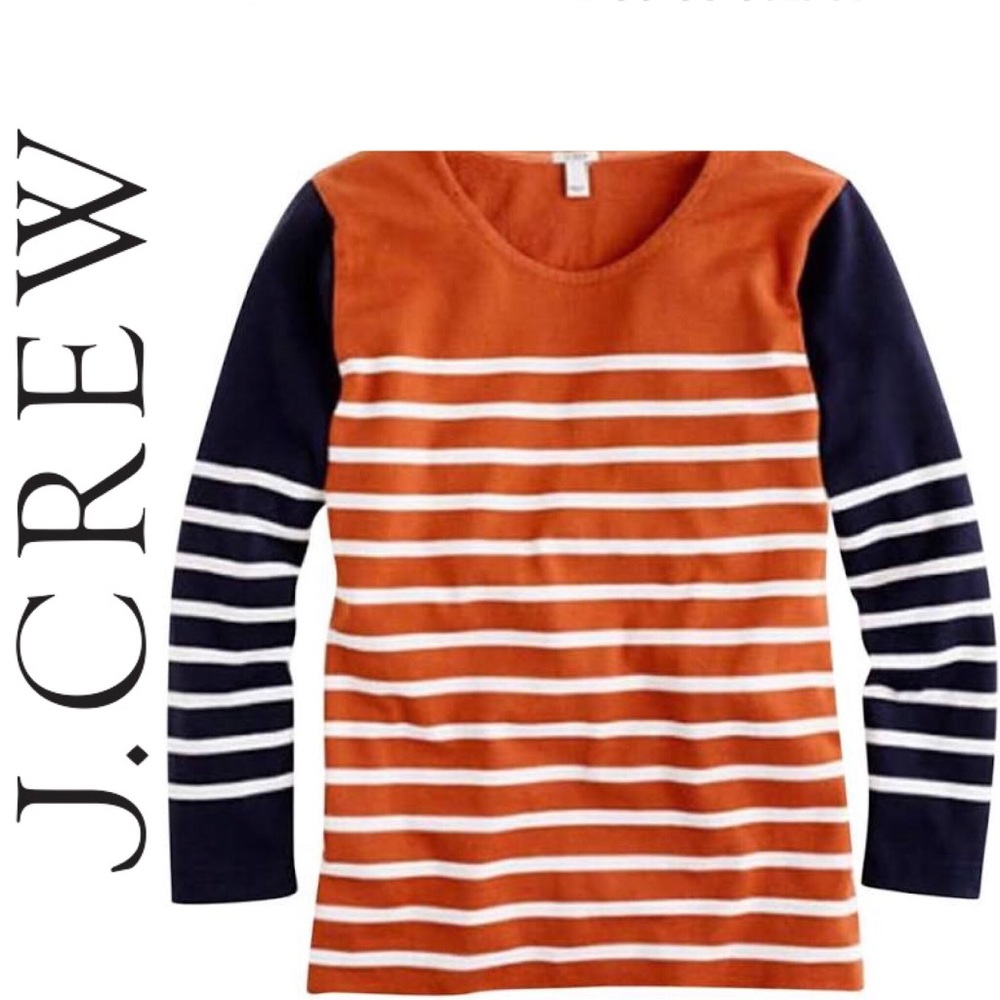 J. CREW Spice/ Navy Colorblock Boatneck Top